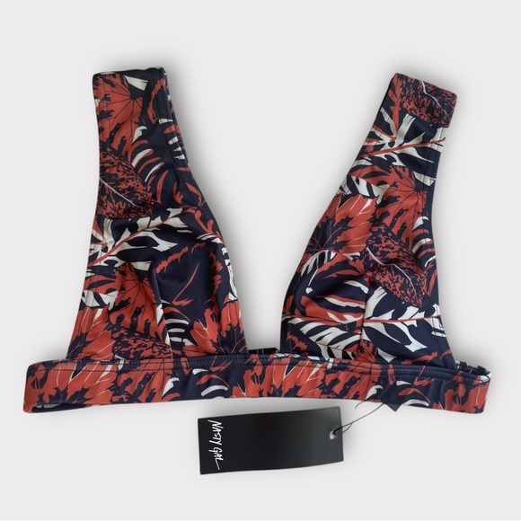 NWT Nasty Gal Just Add Water Leaf Bikini Swim Top in Blue & Orange sz 6 Medium - Picture 4 of 8